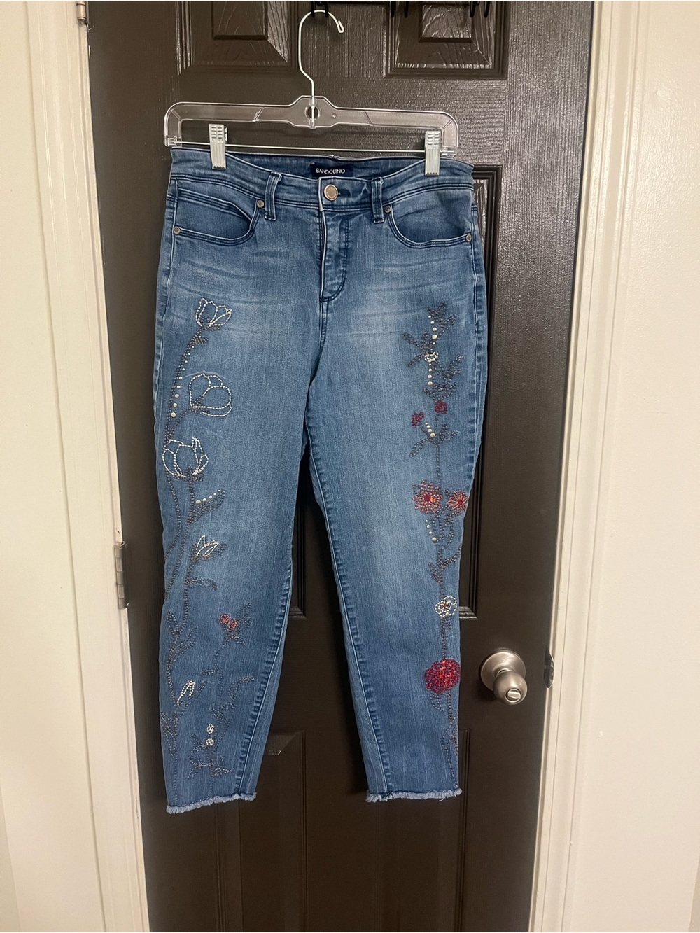 Bandolino Embellished Floral Skinny Jeans